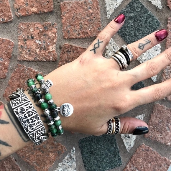 Boho set buddha & lotus flower & ruby in zoisite - Picture 9 of 10